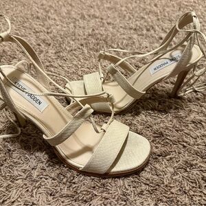 Steve Madden Beige Lace-Up Heels